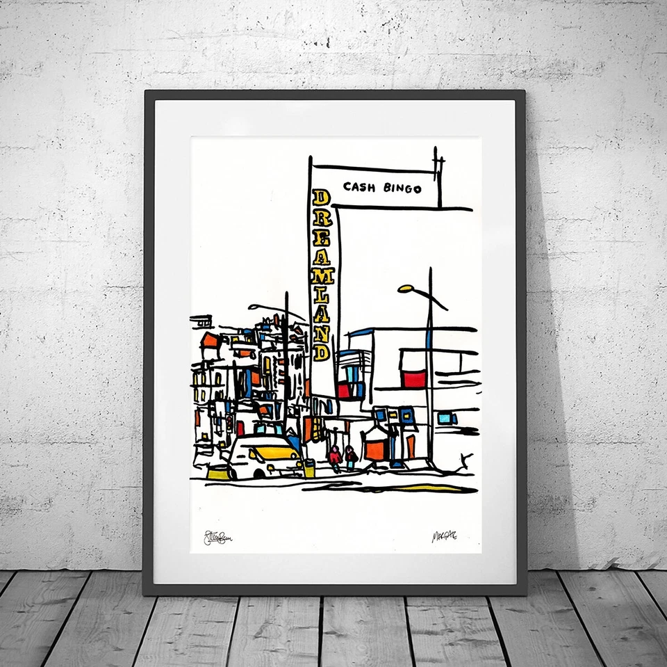 MARGATE ❤ Kent ❤ SIGNED ORIGINAL FRAMED PAINTING urban mid century boho bauhaus - Image 1 of 4