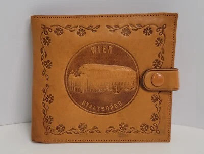 Cartera plegable de cuero vintage 1980 Austria Wein Staatsoper Ópera Estatal de Viena Foto 1 de 4