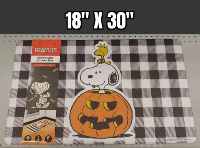 Peanuts Snoopy Halloween Pumpkin Anti Fatigue Kitchen Mat 18x30 Jack-o'-lantern - Image 1 of 4