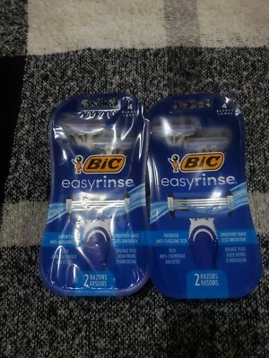 Lote de 2 paquetes de maquinillas de afeitar desechables Bic Easy Rinse 4 hojas 2ct para hombre Foto 1 de 2