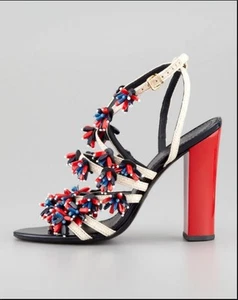 Tory Burch Ambrosia Beaded Raffia Sandal (size 5.5M) - Picture 1 of 9