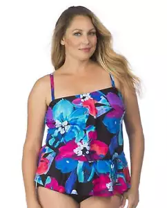 Maxine Of Hollywood Flourish Plus Size Peplum Tankini Top - Picture 1 of 4