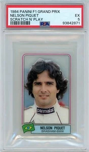 1984 NELSON PIQUET PANINI F1 GRAND PRIX SCRATCH N' PLAY (PSA 5) SENNA LAUDA - Picture 1 of 2