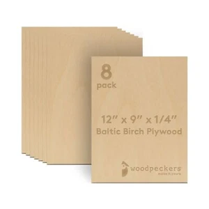 6 mm Baltic Birch Plywood 1/4 x 12 x 9 Inch Box of 8 B/BB Grade Craft Wood St... - Picture 1 of 9