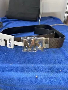 Michael Kors Gürtel Dark Logo Gold MK Schnalle Gr. M UVP 58 $ - Bild 1 von 4