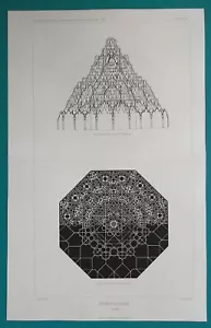 ALHAMBRA Soffitto in stalattite nella sala delle due sorelle Spagna - 1844 stampa 12x19" - Foto 1 di 2
