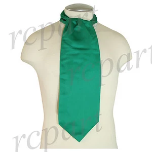 New Men's Polyester Ascot Cravat Necktie Wedding Solid Emerald Green formal - Picture 1 of 2