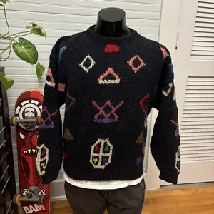 Vintage 80er Jahre Handgestrickter Pullover All Over Print - Bild 1 von 5