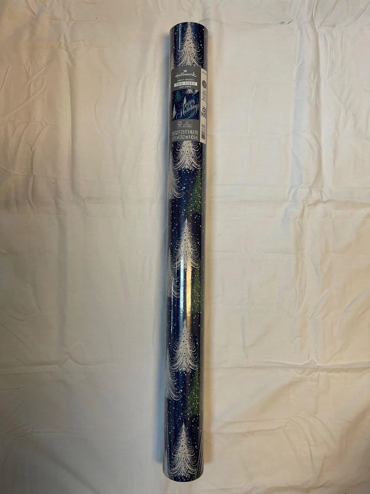 HALLMARK 300 SQ. FT. HEAVY WEIGHT TWO SIDED Christmas GIFT WRAP BLUE PRESENT