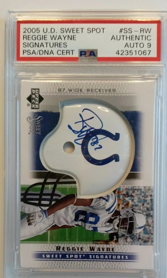 REGGIE WAYNE COLTS SWEET SPOT HELMET CARD! AUTOGRAPH!  PSA/DNA 9 MINT! - Image 1 of 4