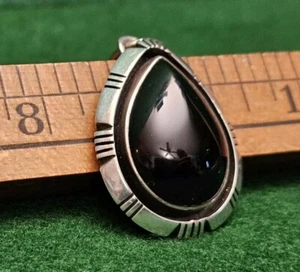 Carol Felley Southwestern Sterling Silver Black Onyx Teardrop Pendant 95 - Picture 1 of 13