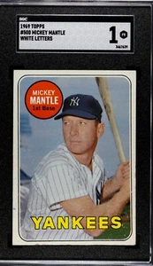 1969 Topps #500 Mickey Mantle WHITE LETTER VARIATION SGC 1 Presents Beautifully! - Picture 1 of 2