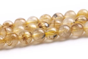 4-5MM Natural Titanium Golden Rutile Quartz Beads Grade AA Round Loose Beads - Picture 1 of 4
