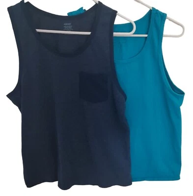 Lote 2 camisetas sin mangas Fruit of the Loom Old Navy para mujer talla S azul turquesa bolsillo Foto 1 de 4