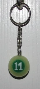 1 Inch Number 11 ELEVEN LUMINOUS Mini POOL BALL Billiard KEYCHAIN Ring NEW - Picture 1 of 2