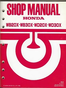 HONDA WATER PUMP WB20X WB30X WD20X WD30X Supplement 61YB410Z Shop Manual - Picture 1 of 2