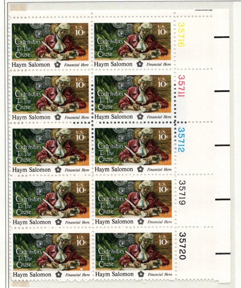 SC# 1561, 1975--10c Haym Salomon Bicentennial Issue, PB of 10, M/NH - Image 1 of 1