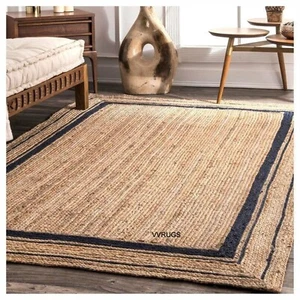 Hand Braided Jute Rug Scallop Jute Rug Jute Area Rug Handmade Scalloped Jute Rug - Picture 1 of 8