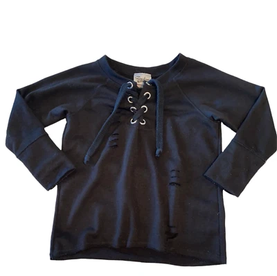 Random Hearts girls long sleeve ripped lace up neckline top 4T - Image 1 of 2