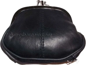 Lote de 2 Nuevas Mujeres 2 Caras 2 Bolsillos Cuero Cambio Monedero Monedero Cartera BN - Imagen 1 de 12