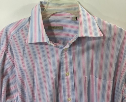 Camicia elegante uomo Burberry London multicolore a righe L S taglia 15 5 R