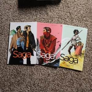 SAGA Volume 1, 2 &3 TPB Image Graphic Novel Brian K Vaughan Fiona Staples - Picture 1 of 8
