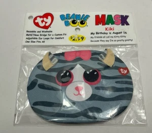 Máscara facial Ty Beanie Boo Kiki a rayas gris gato reutilizable y lavable OSFA edades 3+ - Imagen 1 de 4