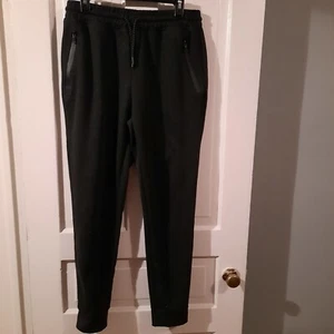 Mens WT02 Black Slim Leg Jogger Sz Large EUC heavy jersey Zipper pockets  - Picture 1 of 9