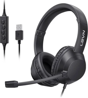 Computer Headset with Noise Cancelling Microphone for Laptop PC - Image 1 of 4