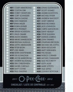 2011-12 O-Pee-Chee Black Rainbow #500 Checkliste /100 - Bild 1 von 2