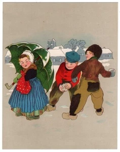 DIAMOND DYES 4 LARGE TRADE CARDS DUTCH CHILDREN BURLINGTON VERMONT - Picture 1 of 5