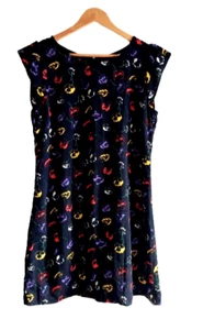 PRINCESS HIGHWAY Sz 12 Black Midnight Poppy Floral Cap Sleeve Shift Dress NEW - Foto 1 di 3