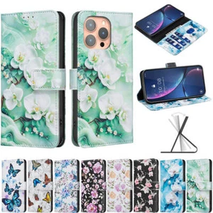 Rose Leather TPU Soft Silicon Wallet Phone Case for iPhone 16 15 14 13 12 Pro - Picture 1 of 17