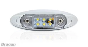 12/24v White Chrome LED Marker Light Trailer Truck Van 4x4 Pickup Car Bike Boat - Picture 1 of 6