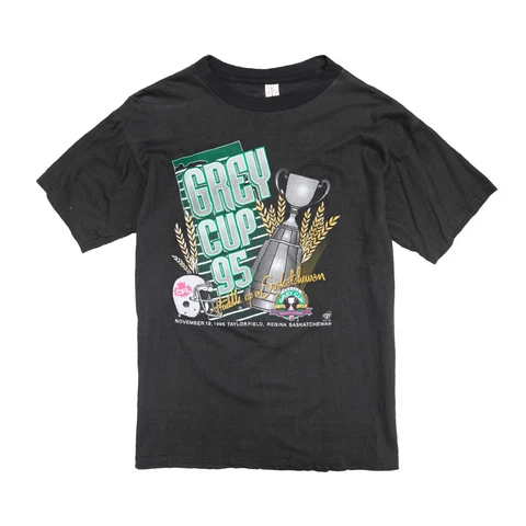 Vintage Grey Cup Regina Saskatchewan T-Shirt Size XL Black 1995 90s CFL Cover