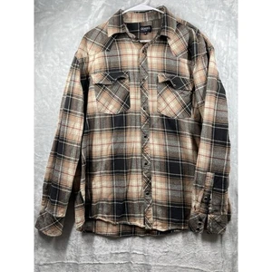 Gioberti Pearl Snap Shirt Mens Short Extra Large Plaid Long Sleeve Flannel Cabin - Picture 1 of 10