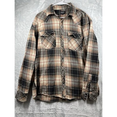 Gioberti Pearl Snap Shirt Mens Short Extra Large Plaid Long Sleeve Flannel Cabin - Image 1 of 4