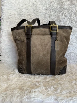 Bolso de Mano Coach Vintage Cuero Gamuza F10196 Marrón Gamuza y Cuero Chocolate Foto 1 de 4