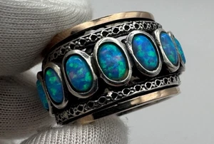 Vintage sterling silver 925 wide band ring, ornate design, US size 9, 14.22g - Picture 1 of 15