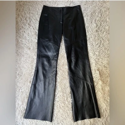 Wilson’s Vintage Y2K 90s Soft Genuine Leather Pants 8 30x33 Flare Bootcut Black - Image 1 of 4