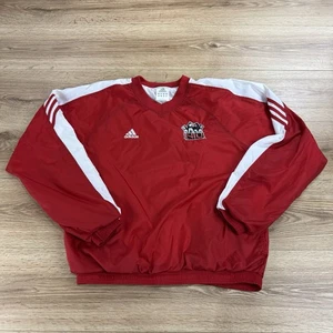 Vintage Adidas Windbreaker Pullover Small Red NIU Huskies Nylon Jacket Lined - Picture 1 of 11