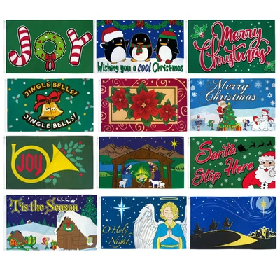 Feliz Navidad Brillos Jingle Bell Belén Es la Temporada 3x5 pies Banderas de Vacaciones Foto 1 de 2