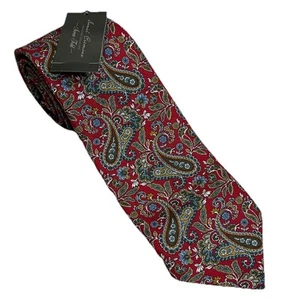 Daniel Cremieux Seven Fold Red Multicolor Paisley Print Silk Tie Made In Italy - Picture 1 of 5
