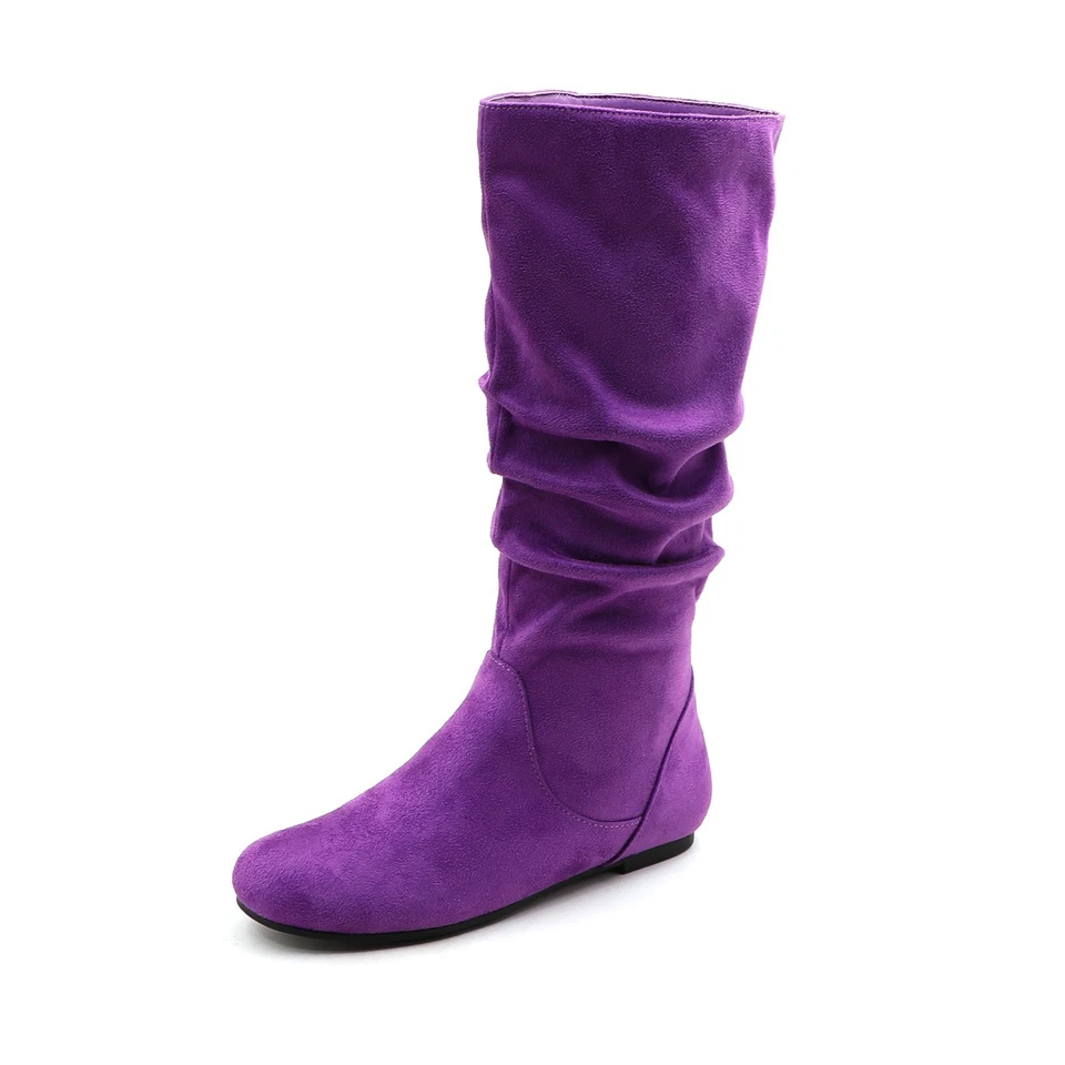 Bota de gamuza para mujer holgada de pantorrilla alta con cremallera lateral Foto 1 de 1