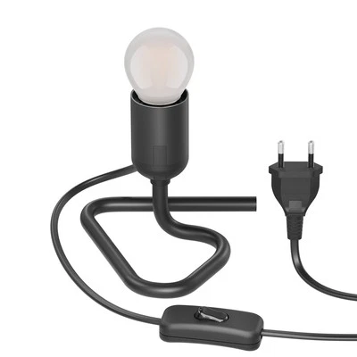 Tischlampe TRIN mit E27 Lampen-Fassung Triangle Dreieck-Fuß schwarz mit Stecker - Bild 1 von 3