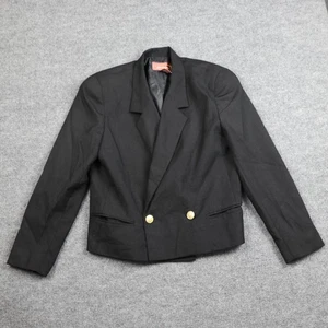Worthington Blazer Womens 12 Black Gold Button Cropped Lined Jacket Made USA - Picture 1 of 16
