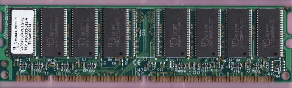 64MB PC-133 MOSEL VITELIC V43648S04VCTG-75 IBM 19K3293 SDRAM Memory STICK PC133 - Image 1 of 3