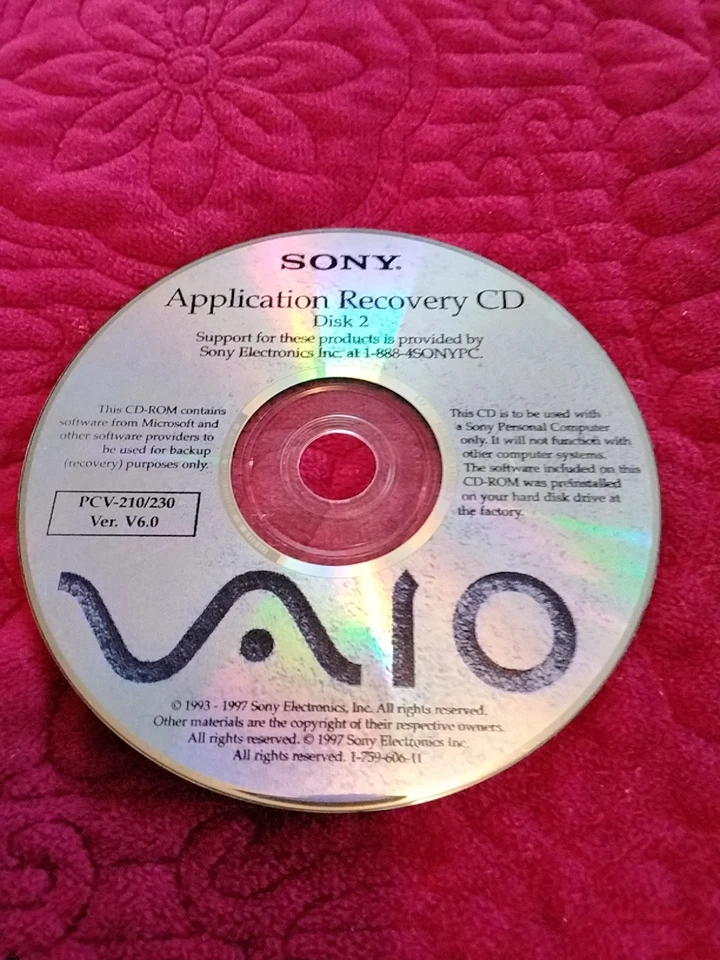 Sony Application Recovery Cd Disk 2 - Image 1 of 2