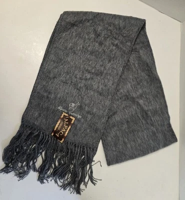 Alpaca Camargo 100% Alpaca Shaggy Peru Fringe Scarf Gray Sewn - Image 1 of 4