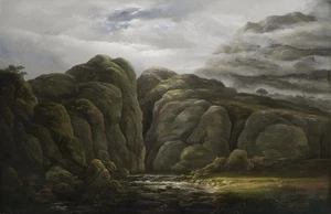 "Norwegian Mountain Landscape 1819. " Canvas Wall Art Picture Print - Picture 1 of 6